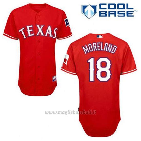 Maglia Baseball Uomo Texas Rangers Mithch Moreland 18 Rosso Alterner Cool Base